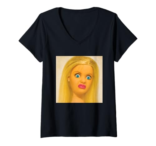 Damen Ekelhafte Puppengesichts -Funny Meme T-Shirt mit V-Ausschnitt Damen Ekelhafte Puppengesichts -Funny Meme T-Shirt mit V-Ausschnitt von Lustigem Retro Ekelhafter Puppengesichtsmeme