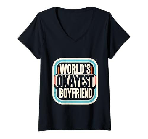 Damen World's Okayest Boyfriend Partner Spaß Beziehung |- T-Shirt mit V-Ausschnitt Damen World's Okayest Boyfriend Partner Spaß Beziehung |- T-Shirt mit V-Ausschnitt von Lustiger, liebenswerter Freund