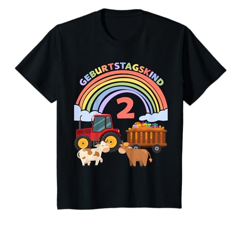 Kinder Ich bin 2 Jahre zweiter Geburtstag Traktor mit Kuh T-Shirt Kinder Ich bin 2 Jahre zweiter Geburtstag Traktor mit Kuh T-Shirt von Lustiger 2er Kindergeburtstag Jungen und Mädchen
