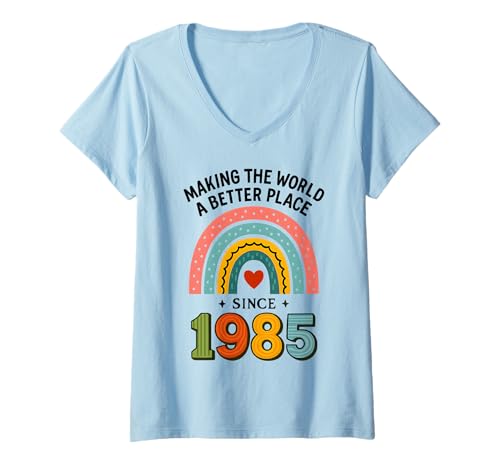 Damen Machen Sie die Welt seit 1985 zu einem besseren Ort T-Shirt mit V-Ausschnitt Damen Machen Sie die Welt seit 1985 zu einem besseren Ort T-Shirt mit V-Ausschnitt von Lustiger 40. Geburtstag geboren 1985 40 Jahre alte