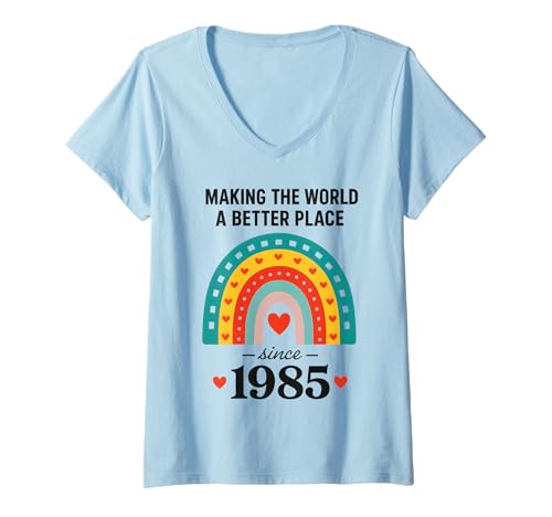 Damen Machen Sie die Welt seit 1985 zu einem besseren Ort T-Shirt mit V-Ausschnitt Damen Machen Sie die Welt seit 1985 zu einem besseren Ort T-Shirt mit V-Ausschnitt von Lustiger 40. Geburtstag geboren 1985 40 Jahre alte