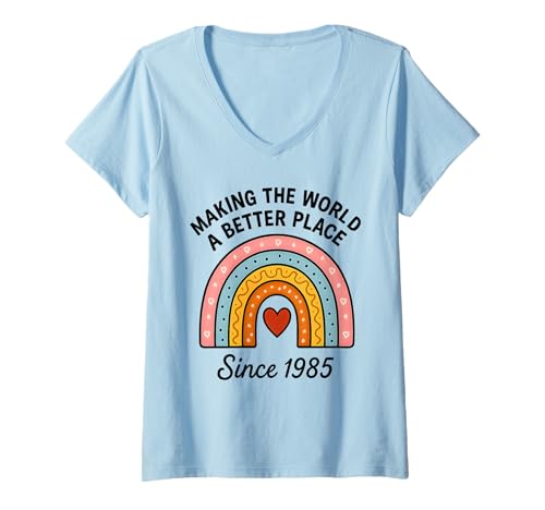 Damen Machen Sie die Welt seit 1985 zu einem besseren Ort T-Shirt mit V-Ausschnitt Damen Machen Sie die Welt seit 1985 zu einem besseren Ort T-Shirt mit V-Ausschnitt von Lustiger 40. Geburtstag geboren 1985 40 Jahre alte