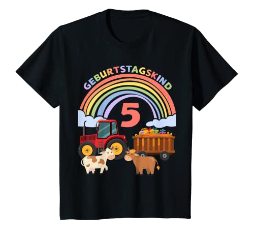 Kinder Ich bin 5 Jahre fünfter Geburtstag Traktor mit Kuh T-Shirt Kinder Ich bin 5 Jahre fünfter Geburtstag Traktor mit Kuh T-Shirt von Lustiger 5er Kindergeburtstag Jungen und Mädchen