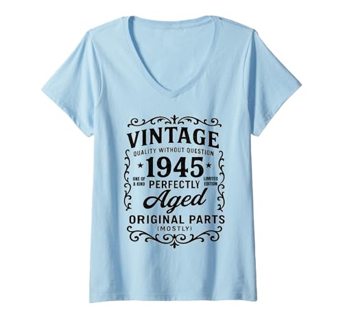 Damen Vintage in limitierter Auflage 1945 Eine Legende wurde T-Shirt mit V-Ausschnitt von Lustiger 80. Geburtstag geboren 1945 80 Jahre alte
