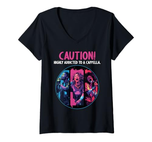 Damen Singen A-Cappella Hobby lustiges A-Cappella T-Shirt mit V-Ausschnitt Damen Singen A-Cappella Hobby lustiges A-Cappella T-Shirt mit V-Ausschnitt von Lustiger A-cappella singen Spruch Shop