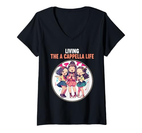 Damen Singen A-Cappella Hobby lustiges A-Cappella T-Shirt mit V-Ausschnitt von Lustiger A-cappella singen Spruch Shop