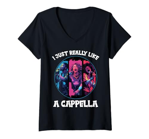 Damen Singen A-Cappella Hobby lustiges A-Cappella T-Shirt mit V-Ausschnitt Damen Singen A-Cappella Hobby lustiges A-Cappella T-Shirt mit V-Ausschnitt von Lustiger A-cappella singen Spruch Shop