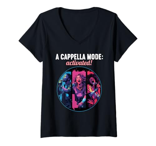 Damen Singen A-Cappella Hobby lustiges A-Cappella T-Shirt mit V-Ausschnitt Damen Singen A-Cappella Hobby lustiges A-Cappella T-Shirt mit V-Ausschnitt von Lustiger A-cappella singen Spruch Shop