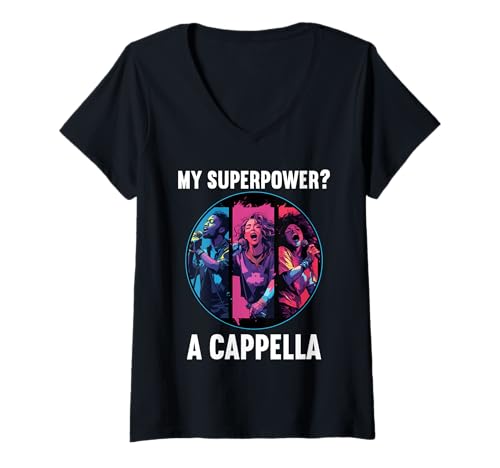 Damen Singen A-Cappella Hobby lustiges A-Cappella T-Shirt mit V-Ausschnitt Damen Singen A-Cappella Hobby lustiges A-Cappella T-Shirt mit V-Ausschnitt von Lustiger A-cappella singen Spruch Shop
