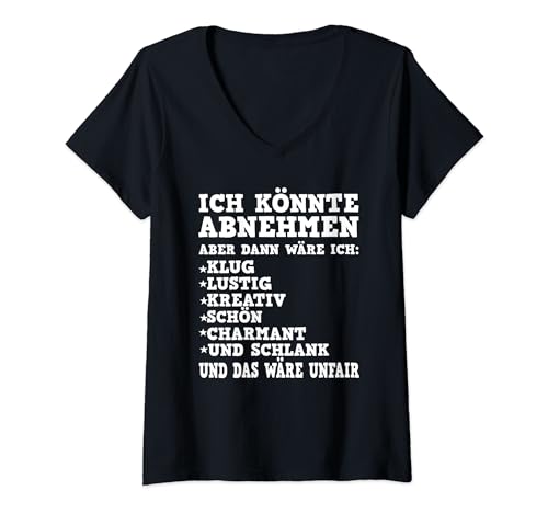 Damen Ich Könnte Abnehmen Lustiger Spruch Diät Sportmuffel T-Shirt mit V-Ausschnitt Damen Ich Könnte Abnehmen Lustiger Spruch Diät Sportmuffel T-Shirt mit V-Ausschnitt von Lustiger Anti Sport Sportler Geschenk