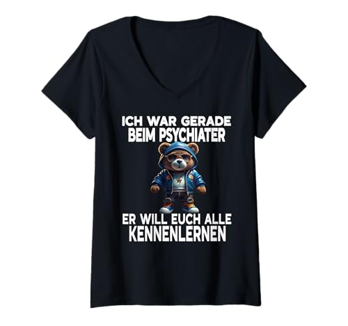 Damen Arbeiten lustiger Spruch Büro fun Psychiater Teddybär Teddy T-Shirt mit V-Ausschnitt Damen Arbeiten lustiger Spruch Büro fun Psychiater Teddybär Teddy T-Shirt mit V-Ausschnitt von Lustiger Arbeiter Spruch Geschenk Herren & Damen