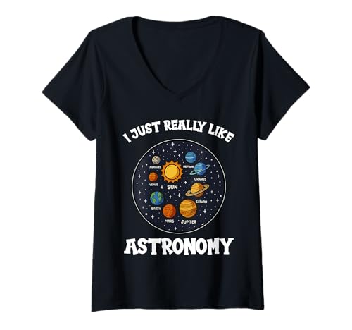 Damen Astronomie Hobby lustiges Astronomie T-Shirt mit V-Ausschnitt von Lustiger Astronomie Spruch Shop
