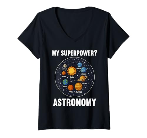 Damen Astronomie Hobby lustiges Astronomie T-Shirt mit V-Ausschnitt von Lustiger Astronomie Spruch Shop