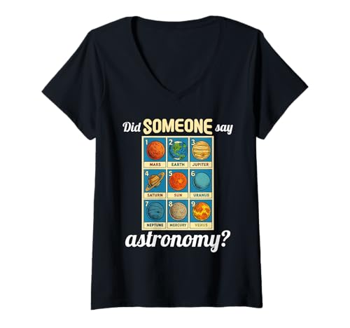 Damen Astronomie Hobby lustiges Astronomie T-Shirt mit V-Ausschnitt von Lustiger Astronomie Spruch Shop