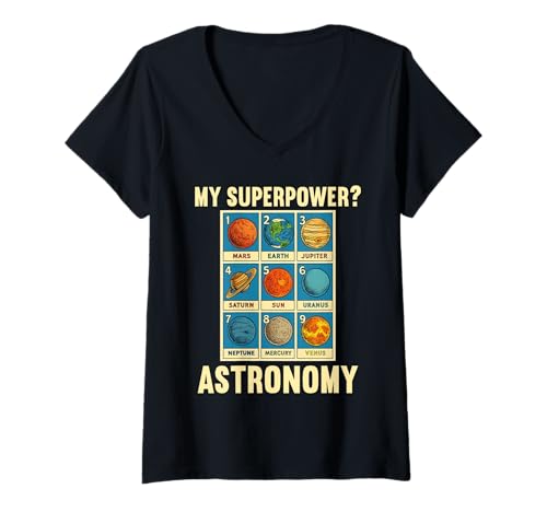 Damen Astronomie Hobby lustiges Astronomie T-Shirt mit V-Ausschnitt von Lustiger Astronomie Spruch Shop
