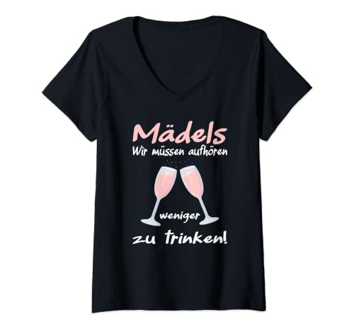 Damen Wir müssen aufhören weniger zu trinken, Frauen Party T-Shirt mit V-Ausschnitt Damen Wir müssen aufhören weniger zu trinken, Frauen Party T-Shirt mit V-Ausschnitt von Lustiger Aufdruck für erwachsene Party Mädels JGA