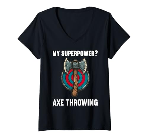 Damen Axtwerfen Hobby lustiges Axtwerfen T-Shirt mit V-Ausschnitt Damen Axtwerfen Hobby lustiges Axtwerfen T-Shirt mit V-Ausschnitt von Lustiger Axtwerfen Spruch Shop