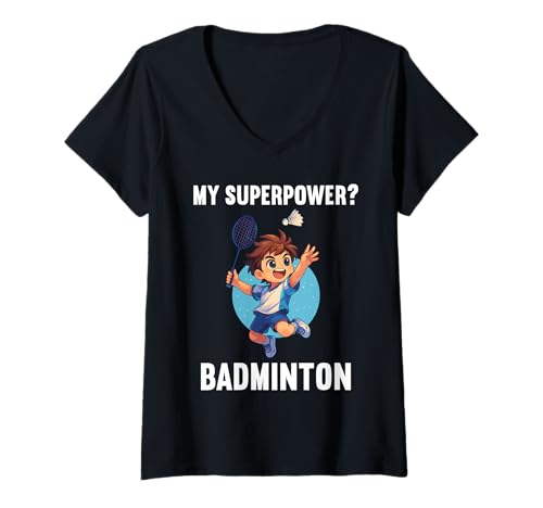 Damen Badminton Hobby lustiges Badminton T-Shirt mit V-Ausschnitt von Lustiger Badminton Spruch Shop