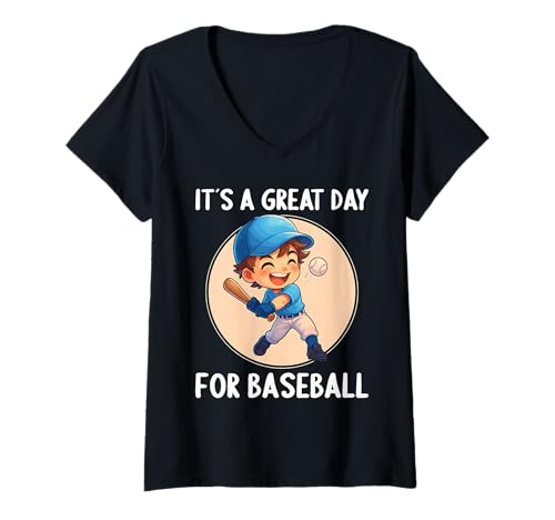 Damen Baseball Hobby lustiges Baseball T-Shirt mit V-Ausschnitt von Lustiger Baseball Spruch Shop