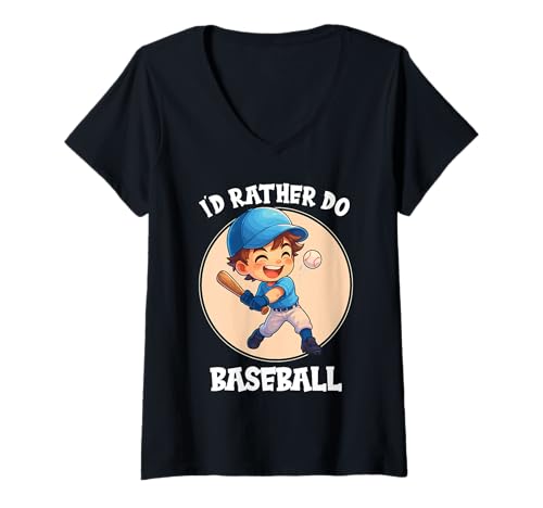 Damen Baseball Hobby lustiges Baseball T-Shirt mit V-Ausschnitt von Lustiger Baseball Spruch Shop