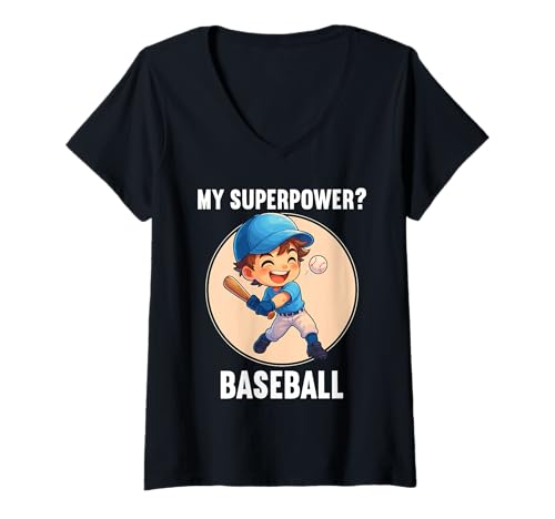 Damen Baseball Hobby lustiges Baseball T-Shirt mit V-Ausschnitt von Lustiger Baseball Spruch Shop