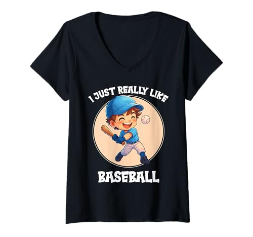 Damen Baseball Hobby lustiges Baseball T-Shirt mit V-Ausschnitt von Lustiger Baseball Spruch Shop