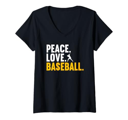 Damen Baseball Hobby lustiges Baseball T-Shirt mit V-Ausschnitt von Lustiger Baseball Spruch Shop
