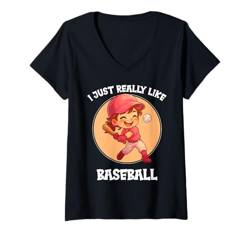 Damen Baseball Hobby lustiges Baseball T-Shirt mit V-Ausschnitt von Lustiger Baseball Spruch Shop