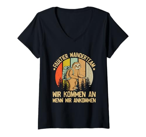 Damen Faultier Wanderteam Berg Wandern Witzig Wander Spruch T-Shirt mit V-Ausschnitt Damen Faultier Wanderteam Berg Wandern Witzig Wander Spruch T-Shirt mit V-Ausschnitt von Lustiger Berge & Wandern Sprüche Kleidung