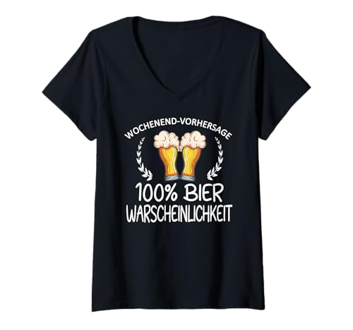 Damen Wochenend Vorhersage 100 % Bier Lustiger Spruch Arbeit Büro T-Shirt mit V-Ausschnitt Damen Wochenend Vorhersage 100 % Bier Lustiger Spruch Arbeit Büro T-Shirt mit V-Ausschnitt von Lustiger Biertrinker Spruch | Geschenk Herren