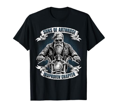 Lustiger Biker Spruch für den alten Mann - Sons of Arthrose - Ibuprofen Chapter Biker Motorradfahrer T-Shirt für ältere Männer, Schwarz, S von Lustiger Biker Spruch für den alten Mann