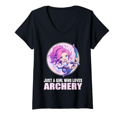 Damen Bogenschießen Hobby lustiges Bogenschießen T-Shirt mit V-Ausschnitt von Lustiger Bogenschießen Spruch Shop