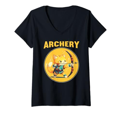 Damen Bogenschießen Hobby lustiges Bogenschießen T-Shirt mit V-Ausschnitt von Lustiger Bogenschießen Spruch Shop