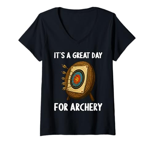 Damen Bogenschießen Hobby lustiges Bogenschießen T-Shirt mit V-Ausschnitt von Lustiger Bogenschießen Spruch Shop