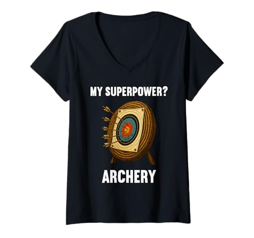 Damen Bogenschießen Hobby lustiges Bogenschießen T-Shirt mit V-Ausschnitt von Lustiger Bogenschießen Spruch Shop