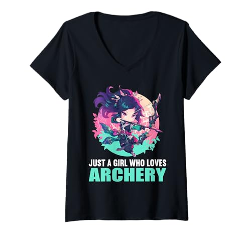 Damen Bogenschießen Hobby lustiges Bogenschießen T-Shirt mit V-Ausschnitt von Lustiger Bogenschießen Spruch Shop