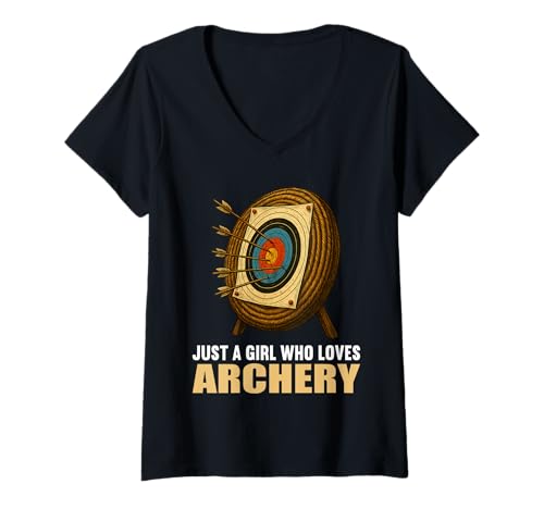 Damen Bogenschießen Hobby lustiges Bogenschießen T-Shirt mit V-Ausschnitt von Lustiger Bogenschießen Spruch Shop