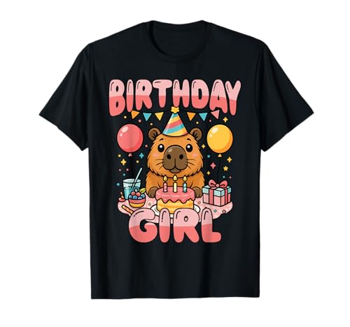 Geburtstags Mädchen Capybara Süßes Tier Party T-Shirt Geburtstags Mädchen Capybara Süßes Tier Party T-Shirt von Lustiger Capybara-Geburtstag für Tierliebhaber