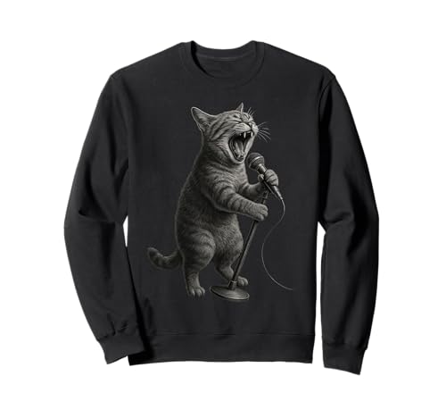 Katze am Mikrofon Rock and Roll Star für Männer und Frauen Sweatshirt Katze am Mikrofon Rock and Roll Star für Männer und Frauen Sweatshirt von Lustiger Classic Rock Cat Sänger