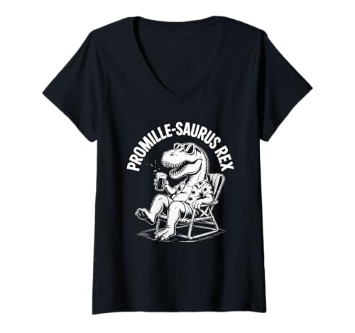 Damen Promille Saurus Rex Lustiger Dino Spruch T-Shirt mit V-Ausschnitt Damen Promille Saurus Rex Lustiger Dino Spruch T-Shirt mit V-Ausschnitt von Lustiger Dinosaurier Bier Humor Spaß