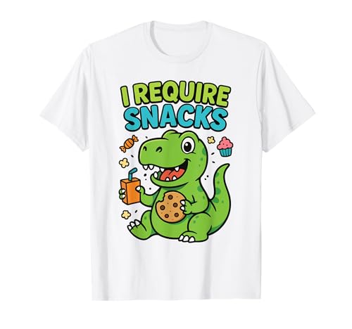 Ich benötige Snacks Jungen Mädchen Kinder lustiger T-Shirt Ich benötige Snacks Jungen Mädchen Kinder lustiger T-Shirt von Lustiger Dinosaurier Ich brauche Snacks Design
