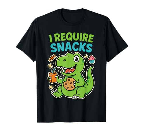 Ich benötige Snacks Jungen Mädchen Kinder lustiger T-Shirt Ich benötige Snacks Jungen Mädchen Kinder lustiger T-Shirt von Lustiger Dinosaurier Ich brauche Snacks Design
