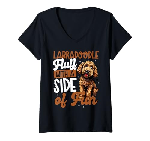 Damen Labradoodle-Fluff Mit Einer Prise Spaß Für Hundehalter T-Shirt mit V-Ausschnitt Damen Labradoodle-Fluff Mit Einer Prise Spaß Für Hundehalter T-Shirt mit V-Ausschnitt von Lustiger Doodle-hundehalter, Tierliebhaber