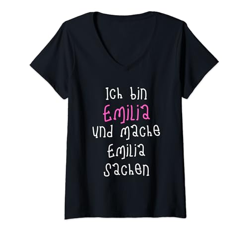 Damen Ich bin Emilia und mache Emilia Sachen. Süßer Spruch für T-Shirt mit V-Ausschnitt Damen Ich bin Emilia und mache Emilia Sachen. Süßer Spruch für T-Shirt mit V-Ausschnitt von Lustiger Emilia Spruch. Ich mache Emilia Sachen