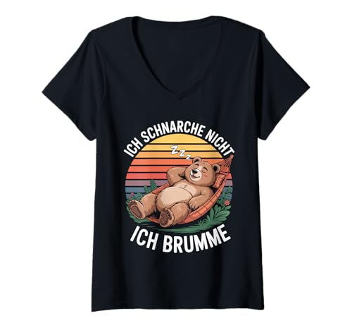 Damen Ich Schnarche Nicht Ich Brumme Lustiger Bär T-Shirt mit V-Ausschnitt Damen Ich Schnarche Nicht Ich Brumme Lustiger Bär T-Shirt mit V-Ausschnitt von Lustiger Entspannter Schlafbär Spruch