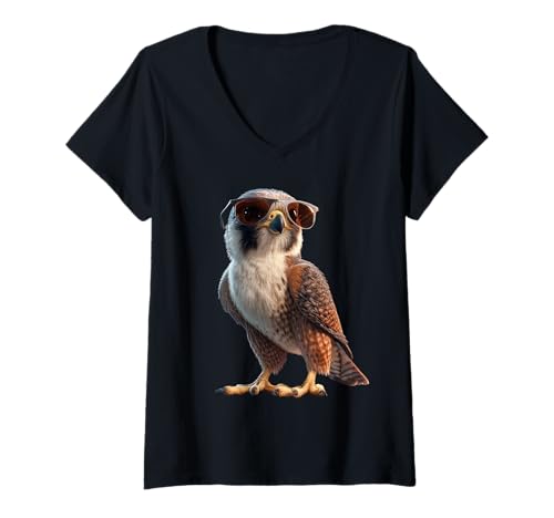 Damen Falke Turmfalke Falkenjagd Wanderfalke Falcon Süße Falken T-Shirt mit V-Ausschnitt Damen Falke Turmfalke Falkenjagd Wanderfalke Falcon Süße Falken T-Shirt mit V-Ausschnitt von Lustiger Falke für alle Falken Liebhaber