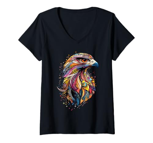 Damen Falke Turmfalke Falkenjagd Wanderfalke Falcon Süße Falken T-Shirt mit V-Ausschnitt Damen Falke Turmfalke Falkenjagd Wanderfalke Falcon Süße Falken T-Shirt mit V-Ausschnitt von Lustiger Falke für alle Falken Liebhaber
