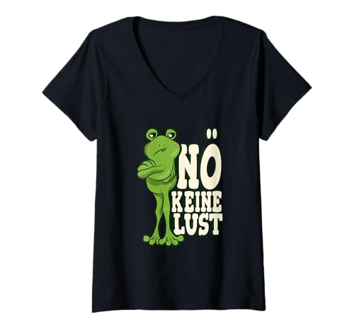 Damen Lustiger Frosch Nö Keine Lust Frösche Keine Motivation T-Shirt mit V-Ausschnitt Damen Lustiger Frosch Nö Keine Lust Frösche Keine Motivation T-Shirt mit V-Ausschnitt von Lustiger Frosch Nö keine Lust Frösche relaxen