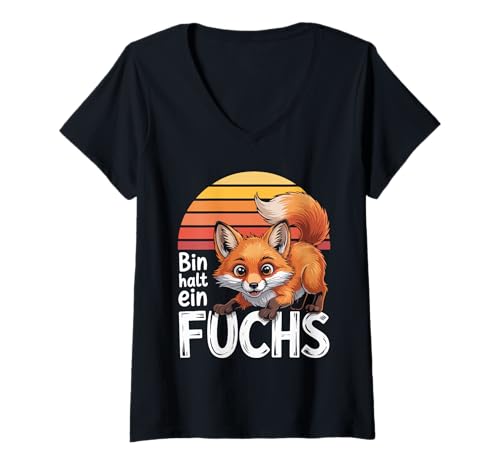 Damen Bin Halt Ein Fuchs Lustiger Fuchs Spruch T-Shirt mit V-Ausschnitt Damen Bin Halt Ein Fuchs Lustiger Fuchs Spruch T-Shirt mit V-Ausschnitt von Lustiger Fuchs Spruch Humor Tierliebhaber