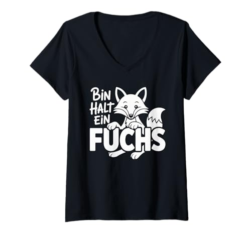 Damen Bin Halt Ein Fuchs Lustiger Fuchs Spruch T-Shirt mit V-Ausschnitt Damen Bin Halt Ein Fuchs Lustiger Fuchs Spruch T-Shirt mit V-Ausschnitt von Lustiger Fuchs Spruch Humor Tierliebhaber